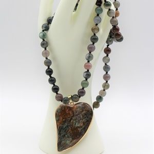 Heart pendant long necklace